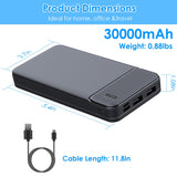 1Pc 30000mAh 20000mAh 1W MAh Fast Charging Power Bank With 1 USB Cable Fit For IOS Phone 15 14 13 And More