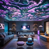 Water Ripple Effect Ambient Projection Light - USB-C & Battery-Powered LED Starry Sky Lighting With Remote Control, Color-Changing Mood Light For Bedroom And Living Room, Festival Gift