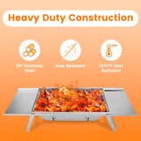 3 In 1 Foldable Charcoal Grill Fire Pit Slow Cooker 2-3 People Portable Camping Grill Stainless Steel BBQ Grill For Camping Tailgating Yard GPCT5452