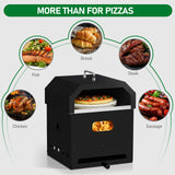 Black, Square Pizza Oven With Handle, Iron Charcoal Oven