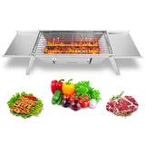 3 In 1 Foldable Charcoal Grill Fire Pit Slow Cooker 2-3 People Portable Camping Grill Stainless Steel BBQ Grill For Camping Tailgating Yard GPCT5452