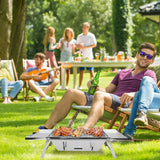 3 In 1 Foldable Charcoal Grill Fire Pit Slow Cooker 2-3 People Portable Camping Grill Stainless Steel BBQ Grill For Camping Tailgating Yard GPCT5452