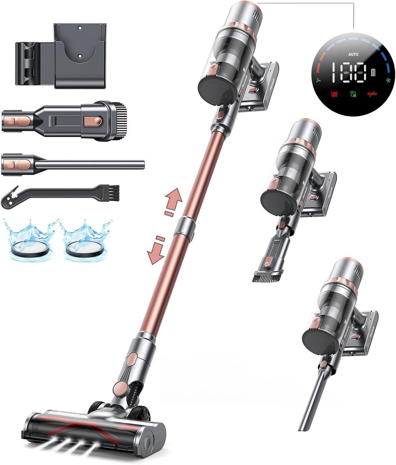45KPa Strong Suction Power Wireless LED Touch Display 60 Minutes Of Battery Life Home Lightweight Handheld Pet Hair Vacuum Cleaner