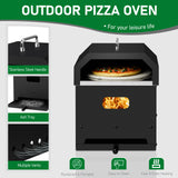 Black, Square Pizza Oven With Handle, Iron Charcoal Oven